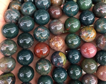 Red Green Bloodstone Jasper Beads, Natural Stone Beads For Jewelry Making 4mm 6mm 8mm 10mm 12mm 15&#39;&#39;