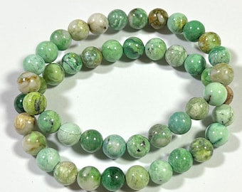 Women Bracelet, Natural Genuine Variscite Beads Bracelet  For Gift 6mm 8mm 10mm 8''