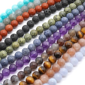 50 Kinds Wholesale Stone Beads, Natural Gemstone Beads, Crystal, Carnelian, Sunstone Beads 6mm 8mm 10mm 15&#39;&#39;