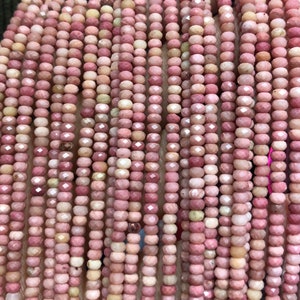 Różowe rodonitowe koraliki fasetowane Rondelle Naturalne koraliki z kamieni szlachetnych Koraliki dystansowe 2 x 3 mm 15&#39;&#39;