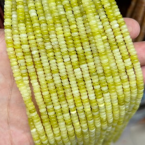 Lemon Jade Beads, Natural Gemstone Beads, Small Rondelle Stone Beads 2x4mm 15&#39;&#39;
