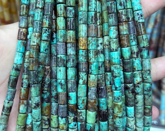Perles Tube Turquoise Naturelle D’Afrique – 4 Pièces 13x4mm – Neuf