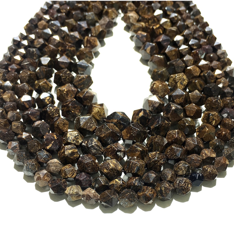Bronzite Faceted Beads Natural Gemstone Beads Nugget Stone Beads For Jewelry Making 6mm 8mm 10mm 15/'/'