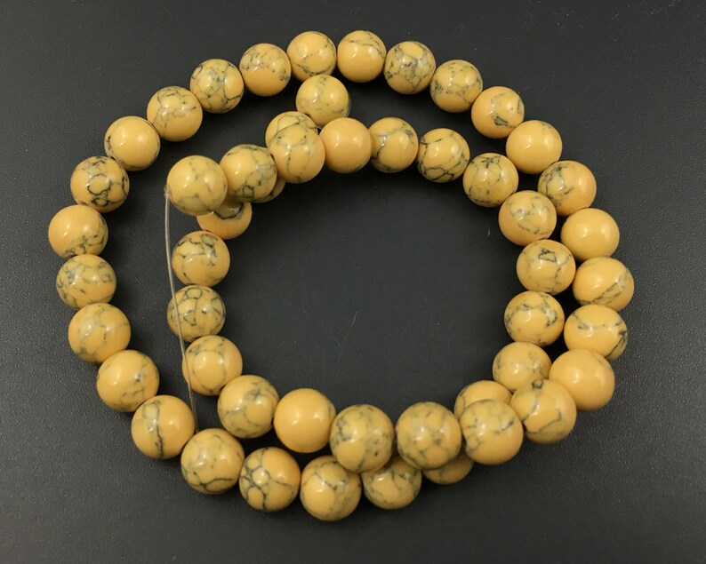 Yellow Howlite Turquoise Beads Loose Gemstone Beads Round Etsy