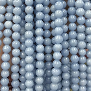 Natural Blue Angelite Beads Round Stone Beads For Jewelry Making 4mm 6mm 8mm 10mm 12mm 15''