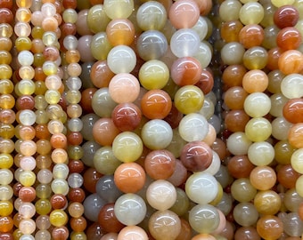 Perline di giada colorate, perline di pietre preziose naturali, perline di pietra rotonde da 4 mm, 6 mm, 8 mm, 10 mm, 12 mm, 15''