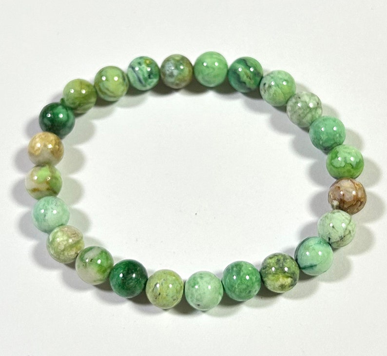 Women Bracelet, Natural Genuine Variscite Beads Bracelet For Gift 6mm 8mm 10mm 8'' image 3