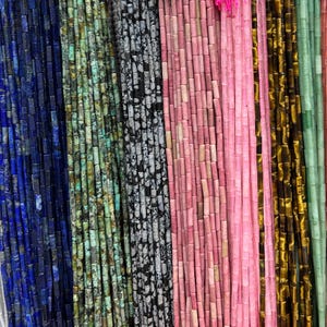 Wholesale Tube Beads, Natural Stone Beads, Turquoise, Crystal, Lapis Lazuli Beads 4x13mm 15&#39;&#39;