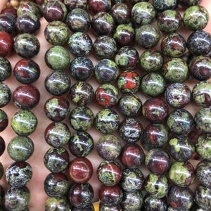 A+ Dragon Bloodstone Beads, Natural Gemstone Beads, Round Stone Beads 6mm 8mm 10mm 15&#39;&#39;