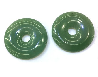 Green Aventurine Donuts Pendant, Natural Gemstone Beads, Stone Beads Pendant 40mm 50mm, 1 pc