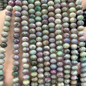 Ruby in Fuchsite Stone Beads Natural Gemstone Beads Rondelle Faceted Beads 3x5mm 5x7mm 15&#39;&#39;