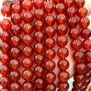 Cuentas de cornalina roja para collar, pulsera, cuentas de piedra natural, 4 mm, 6 mm, 8 mm, 10 mm, 12 mm y 15 pulgadas.