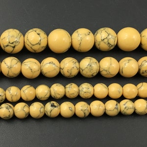 Yellow Turquoise Beads Round Loose Beads 4mm 6mm 8mm 10mm 12mm 15&#39;&#39;