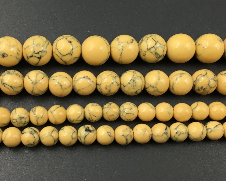 Yellow Howlite Turquoise Beads Loose Gemstone Beads Round Etsy