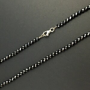Women Necklace, Hematite Necklace, Natural Stone Beads Necklace, 925 Silver Clasp 3mm 4mm