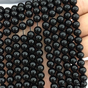 A Black Tourmaline Beads, Natural Gemstone Beads, Round Stone Beads 4mm 6mm 8mm 10mm 12mm 15''