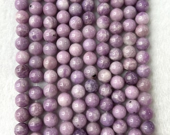 Perline Sciolte Rotonde Di Lepidolite Tanzaniana Naturale Di Grado - Foto 5