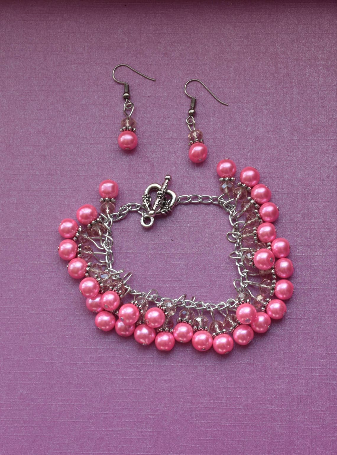 Hot pink jewellery set pink bridesmaid jewelry set pink Etsy