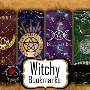 Witchy Bookmarks for Junk Journal, Book of Shadows, Fantasy Scrapbooking, Magic, Wicca Bookmark for Diary, Book of Spells and Paper Crafts
