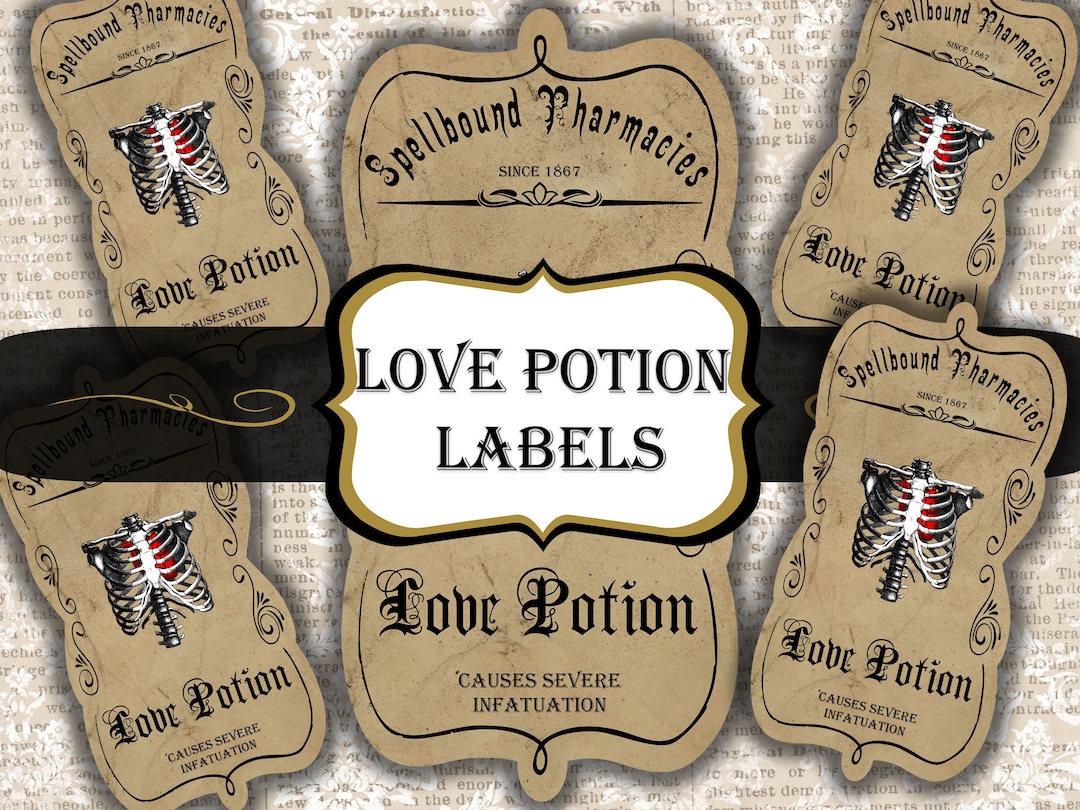 Love Potion Labels, Halloween Label, Magic Potion Labels, Bottle Labels ...