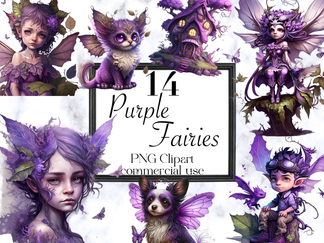Purple Fairies Clipart Fantasy Fairy Clipart Fairytale - Etsy