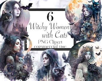 Witch Woman with Cats Sublimation Designs