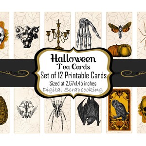 Cartes de thé d'Halloween, étiquettes gothiques ajoutées pour le scrapbooking, journal indésirable, journal d'Halloween, étiquettes gothiques pour la décoration d'Halloween, embellissements