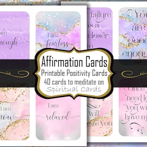 Affirmationskarten, Positivitätskarten, Meditationskarten, Self Care Karten, Junk Journal Add On, druckbares Set 40 Pink Glitter Spirituelle Karte