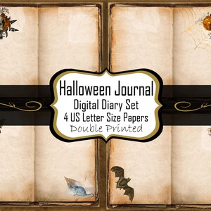 Images d’Halloween vintage imprimables pour les pages de journal, les albums, les journaux indésirables et l’artisanat en papier - Ensemble de 4 lettres américaines pliées en deux