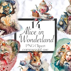 Alice in Wonderland Clipart, Fantasy Clipart, Fairytale Clipart, Alice Watercolor PNG Images, Cheshire, Transparent Clip Art, Commercial Use