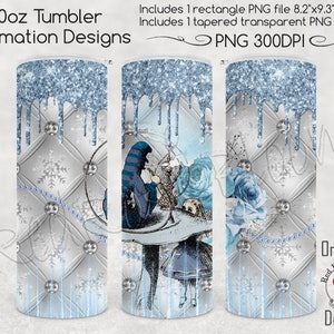 Alice in Wonderland Skinny Tumbler Sublimation, 20oz, Winter Wonderland Alice PNG, for straight or tapered 20oz Tumbler sublimation file
