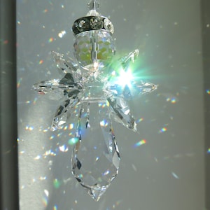Eleanor- Swarovski Clear Crystal Angel, Aurora Borealis Suncatcher, Housewarming Gift,Guardian Angel, Sympathy,Memorial Gift,Swarovski Angel