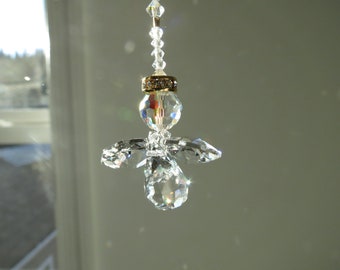 Small Haniel Angel Swarovski Aurora Borealis Suncatcher, Swarovski Crystal Suncatcher, Guardian Angel, Home Decor, Keira's Crystal Creations