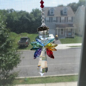 Chakra Angel Suncatcater, Charka Angel, Guardian Angel, Rainbow Colors, Swarovski Crystal Angel Suncatcher, Memorial Gift, Window Hanging