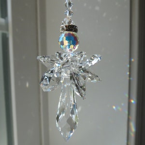 Haniel Angel Swarovski Aurora Borealis Suncatcher, Swarovski Crystal Suncatcher, Guardian Angel, Home Decor, Keira's Crystal Creations