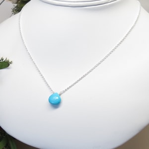 Turquoise Necklace, December Birthstone, Blue Gemstone Necklace In Sterling Silver, 16-18.75 Inches Length, Keira's Crystal Creations image 1