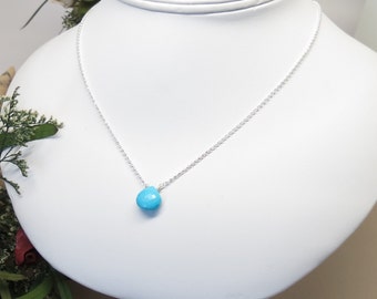 Turquoise Necklace, December Birthstone, Blue Gemstone Necklace In Sterling Silver, 16-18.75 Inches Length, Keira's Crystal Creations
