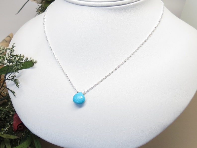 Turquoise Necklace, December Birthstone, Blue Gemstone Necklace In Sterling Silver, 16-18.75 Inches Length, Keira's Crystal Creations image 1