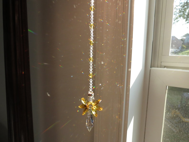 Gabriel Yellow Angel Suncatcher, Swarovski Angel Suncatcher, Guardian Angel, November Birthstone, Sympathy, Keira's Crystal Creations image 9