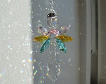Swarovski Pastel Angel, Guardian Angel,  Rainbow Maker, Memorial Gift, Home Housewarming Gift, Sympathy, Swarovski Crystal Angel