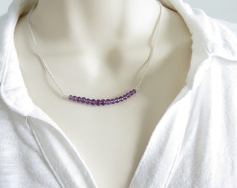 Amethyst Necklace, February Birthstone, Purple Gemstone Necklace In Sterling Silver, 16.5-19 Inches Length, Keira's Crystal Creations