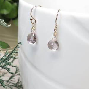 Ametrine Earrings, Light Purple Pale Yellow Gemstone Earrings In 14K Gold Filled, Gold Filled Earrings, Simple Jewelry
