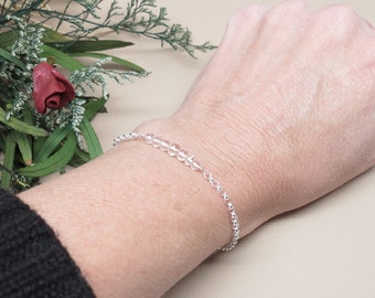 Clear Crystal Quartz Bracelet, Clear Gemstone Bracelet, April Birthstone, Colorless Gemstone, Bridal Jewelry, Keira's Crystal Creations