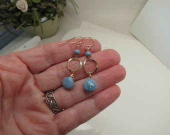 Peruvian Blue Opal Earring, Blue Gemstone Earrings In Gold Filled, October Birthstone, Blue Opal Earrings, Peruvian Blue Jewelry