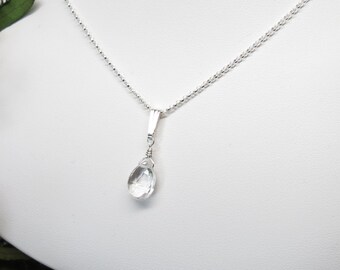 Clear Crystal Quartz Necklace, Clear Gemstone Necklace, April Birthstone, Colorless Gemstone, 16-18.5 Inches, Keira's Crystal Creations