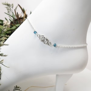 Love Knot Anklet With Birthstone, Infinity Love Knot Anklet In Sterling Silver, Chose Your Birthstone, 8-10.5 Inches Length, Tie The Knot