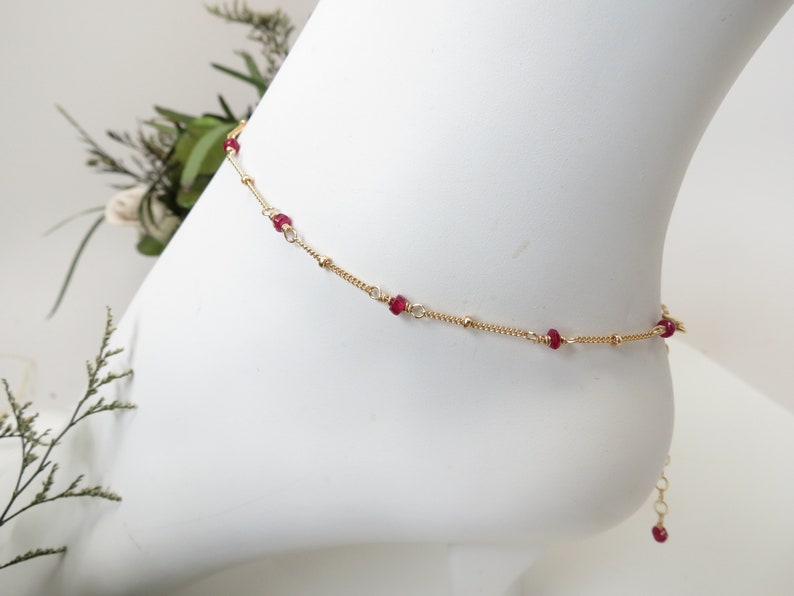 Ruby Anklet Longido Ruby Anklet July Birthstone Red Etsy