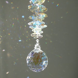 Swarovski Aurora Borealis Crystal Ball, Cluster Aurora Borealis Crystals, Swarovski Suncatcher, Home Decoration, 10 Inches Length
