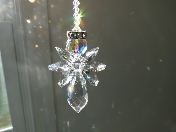 Kristall Engel Suncatcher mit Swarovski Kristallen, Schutzengel