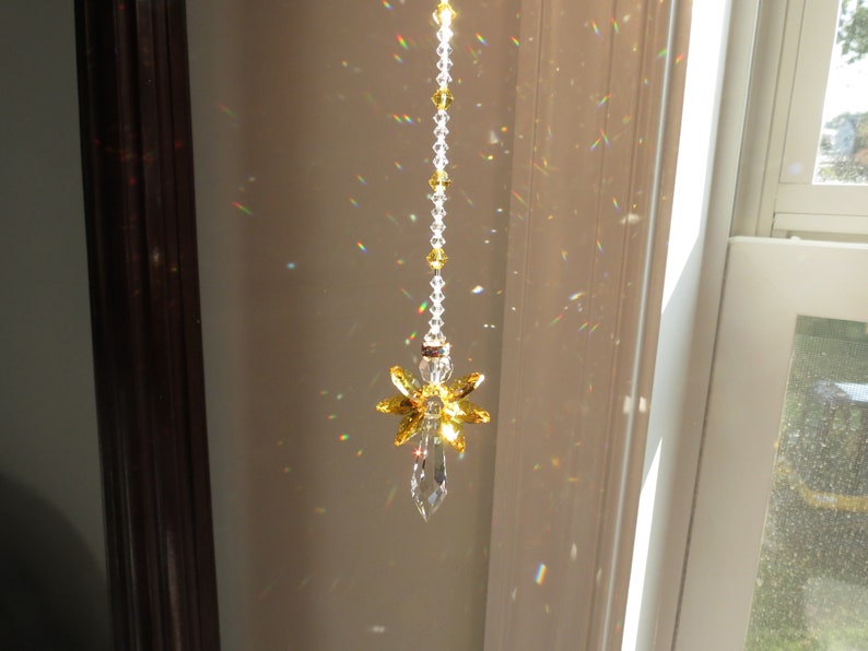 Gabriel Yellow Angel Suncatcher, Swarovski Angel Suncatcher, Guardian Angel, November Birthstone, Sympathy, Keira's Crystal Creations image 8